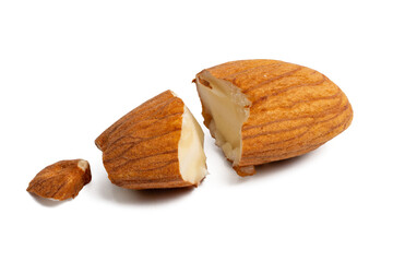 The High-resolution photo of almonds taken with a focus stacking technique.