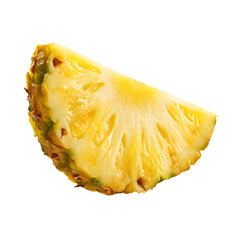 Fresh juicy pineapple slice isolated on transparent background. Cut out image of fruit slice.