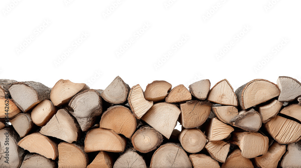 Poster isolated wood log slices on transparent background with natural texture and warm color tones