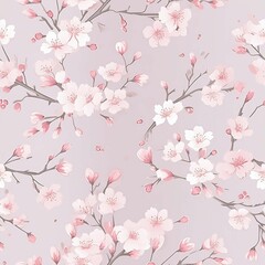 Elegant Pink and White Cherry Blossom Floral Pattern Seamless Design for Fabric, Wallpaper, and More