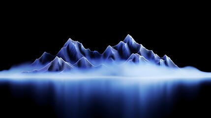 Blue glowing mountain range, digital art, dark background, website header