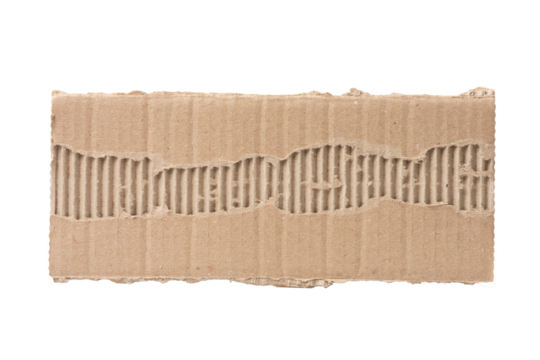 The Brown cardboard is torn into long squares.