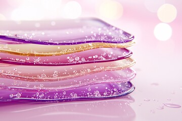 Multiple Colorful Floating Panels with Bubbles on Pink Background