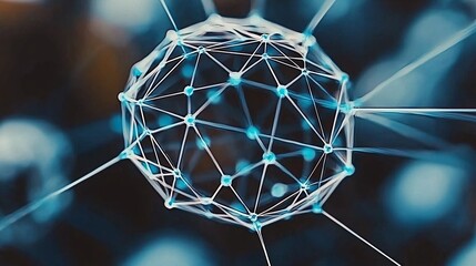 Floating Translucent Digital Structure with Connections and Nodes