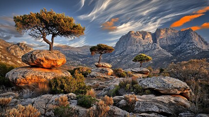 Surreal Landscape of a Valley with Unique Rock Formations