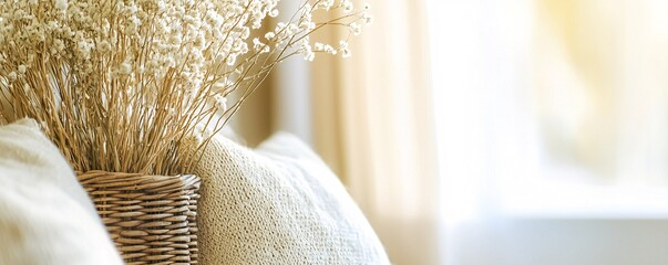 Cozy Modern Living Room Decor with Stylish Plants and Textiles