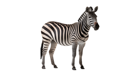 Majestic Zebra Standing Against a transparent  Background Wildlife Photography