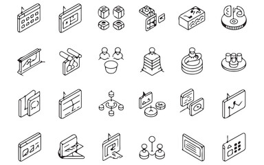Strategy Line Icon Set – Editable Thin Line Business Vector Illustrations for Tactics, Vision, and Infographics