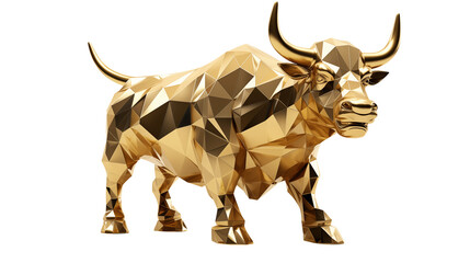 Majestic Golden Bull Low Poly 3D Render Stock Asset