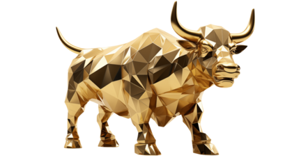 Majestic Golden Bull Low Poly 3D Render Stock Asset