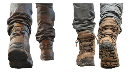 Close-up View of Hiking Boots on the Trail in Natural Environment