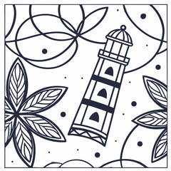 Abstract geometric doodles, monochrome, line-art style, seamless pattern design, suitable for backgrounds and packaging