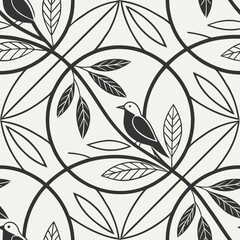 Abstract geometric doodles, monochrome, line-art style, seamless pattern design, suitable for backgrounds and packaging