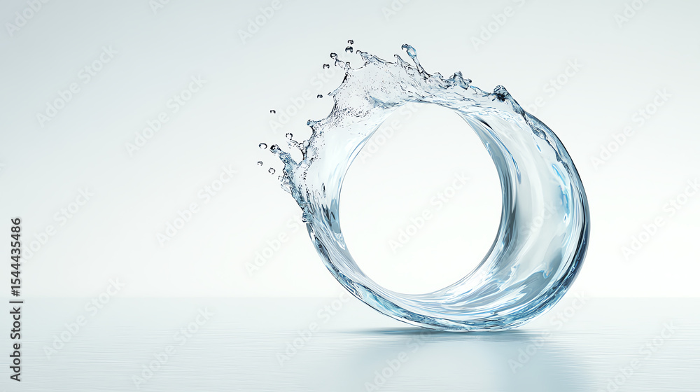 Poster a captivating water splash forming a circular shape, symbolizing fluidity and motion. ideal for natu