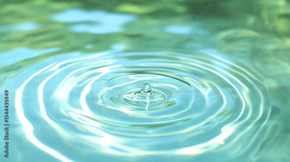 Poster a close-up view of ripples in clear water, showcasing the serenity and beauty of nature's reflection
