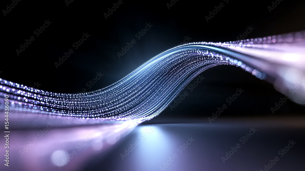 Poster a dynamic wave of light with a mesmerizing flow, showcasing the beauty of digital innovation and mod