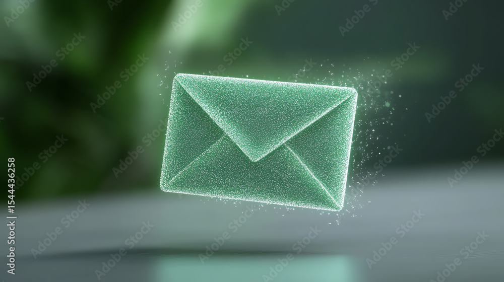 Poster a glowing digital envelope icon symbolizes modern communication and email technology in a futuristic