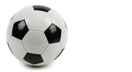 Naklejka premium Classic soccer ball sharply lit against white background. AI Generated