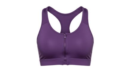 Purple Sports Bra with Zipper Detail.