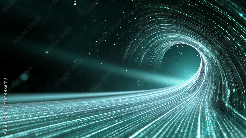 Aufkleber A mesmerizing view of a futuristic tunnel, showcasing light rays and digital patterns as a representation of advanced technology.