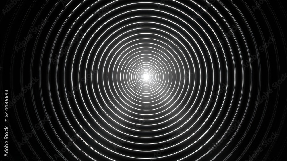 Poster concentric circles radiating calm in a minimalist black and white design enhancing tranquility and f