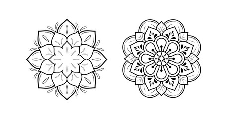 Set of circular mandalas isolated on white background