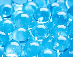 透明感あふれる青の輝き：滑らかな表面に泡を抱くクールなジェルテクスチャ - 抽象的な背景と爽やかなイメージ
