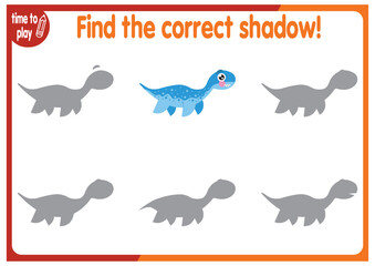 find the correct shadow shape. Kids educational puzzle. Funny little wild mammal cartoon character. Find the correct silhouette. Kids logic educational task. Vector