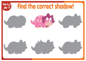 find the correct shadow shape. Kids educational puzzle. Funny little wild mammal cartoon character. Find the correct silhouette. Kids logic educational task. Vector