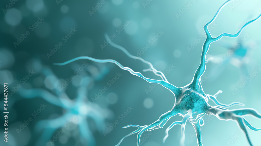 Aufkleber a stunning close-up image of neurons, showcasing their intricate structures and connections in a vib