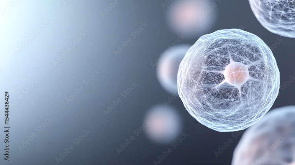 Aufkleber abstract close-up of cells showcasing intricate details and textures in a scientific background. per