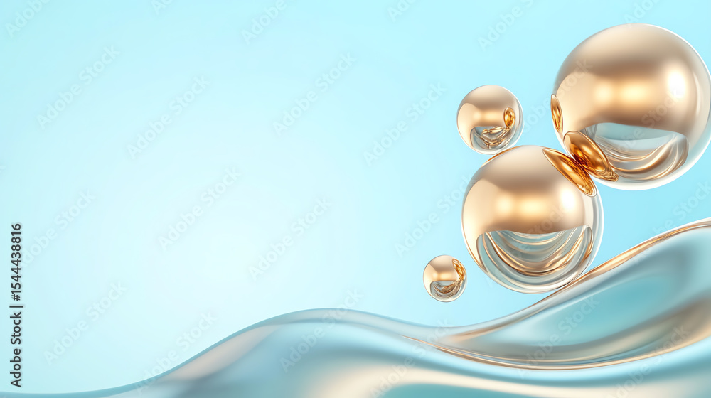 Fototapete elegant floating spheres create a serene design, effortlessly blending with soft waves and a tranqui