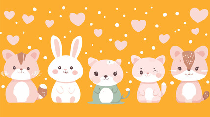 happy easter card , Cute animal characters in a b seamless pattern