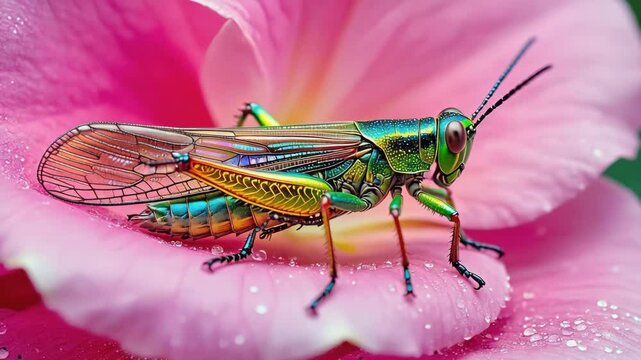 Leafhopper Perched on Rose Petal Macro Video