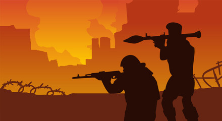 Military soldiers war silhouette background