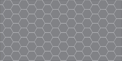 Seamless hexagonal honeycomb geometric pattern with metallic texture and modern vector design background