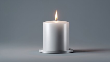 3D depiction of a white candle in a holder, creating a peaceful and warm atmosphere.