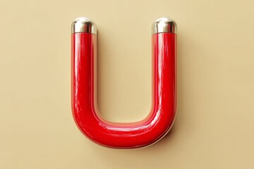 3D red magnet icon, representing strength and versatility in a vibrant, simple 3D design.