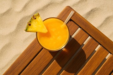 Tropical Cocktail Beverage on Sandy Beach