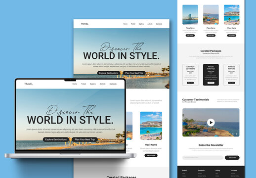 Travel Landing Page UI Layout Template