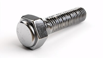 3D metal bolt, cartoon plastic design, isolated on white background for emphasis.