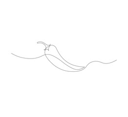 Fresh chili pepper continuous line drawing. white background, simple vector