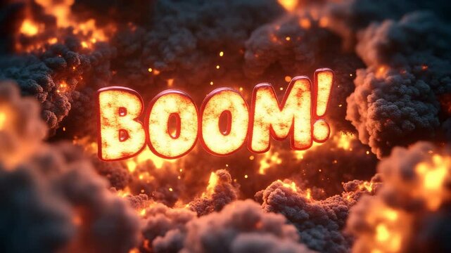 A cartoon-style explosion with a big BOOM text bright
