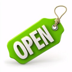 3D opening green season opener sale tag, 25% off, isolated on white for focus.