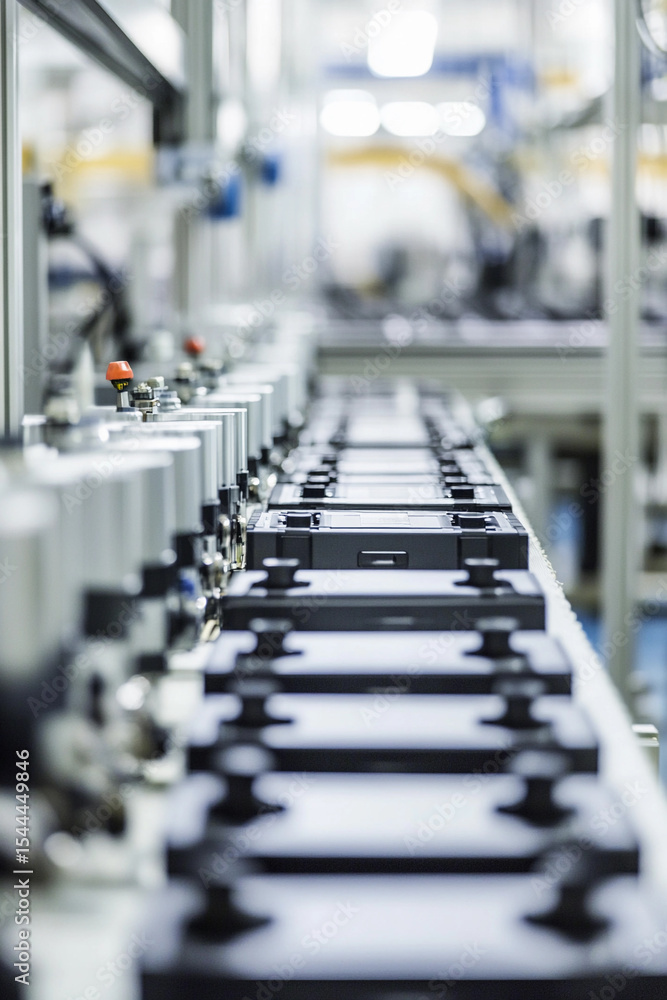 Poster close-up view of manufacturing equipment in action generative ai