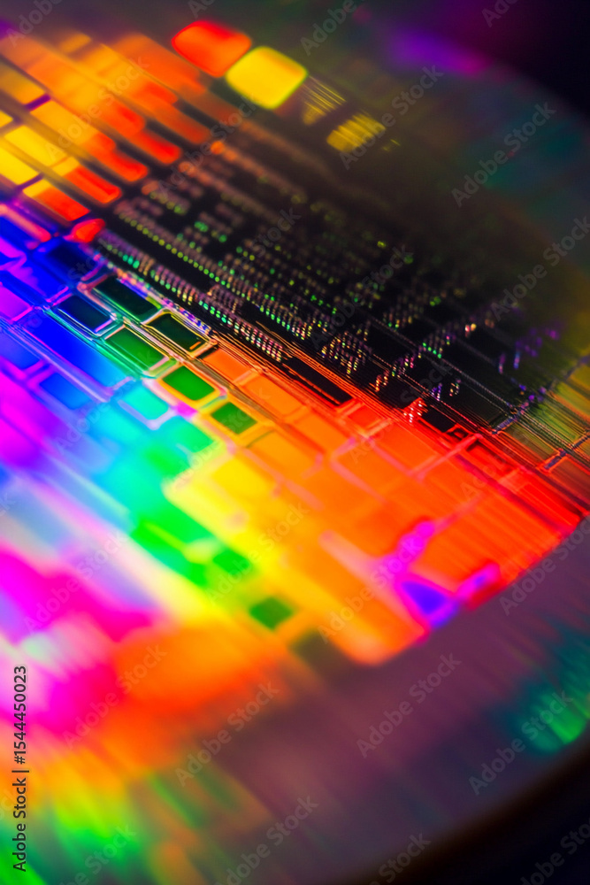 Poster extreme macro view of intricate electronic circuitry details generative ai