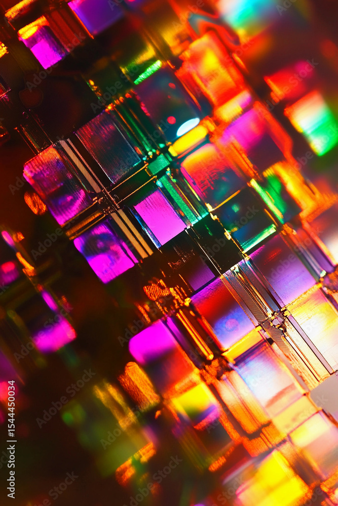Aufkleber Macro view reveals intricate patterns of colorful crystals Generative AI