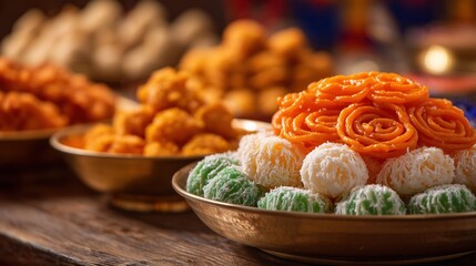 Savoring traditional sweets at a festive indian celebration india