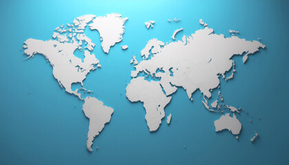 A map of the world against a blue background.