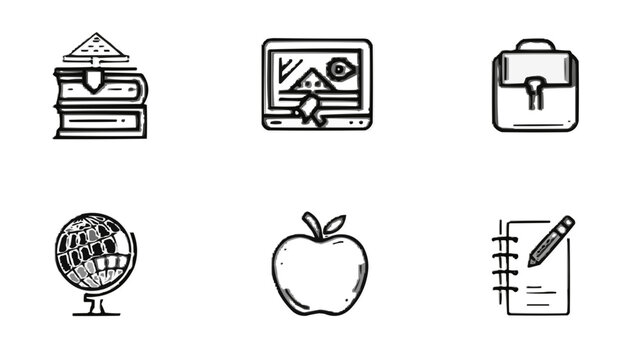 School icon set. Containing education, training, teacher, book, e-learning, graduation, school subjects, class, students and much more. Editable line icons. Vector illustration.